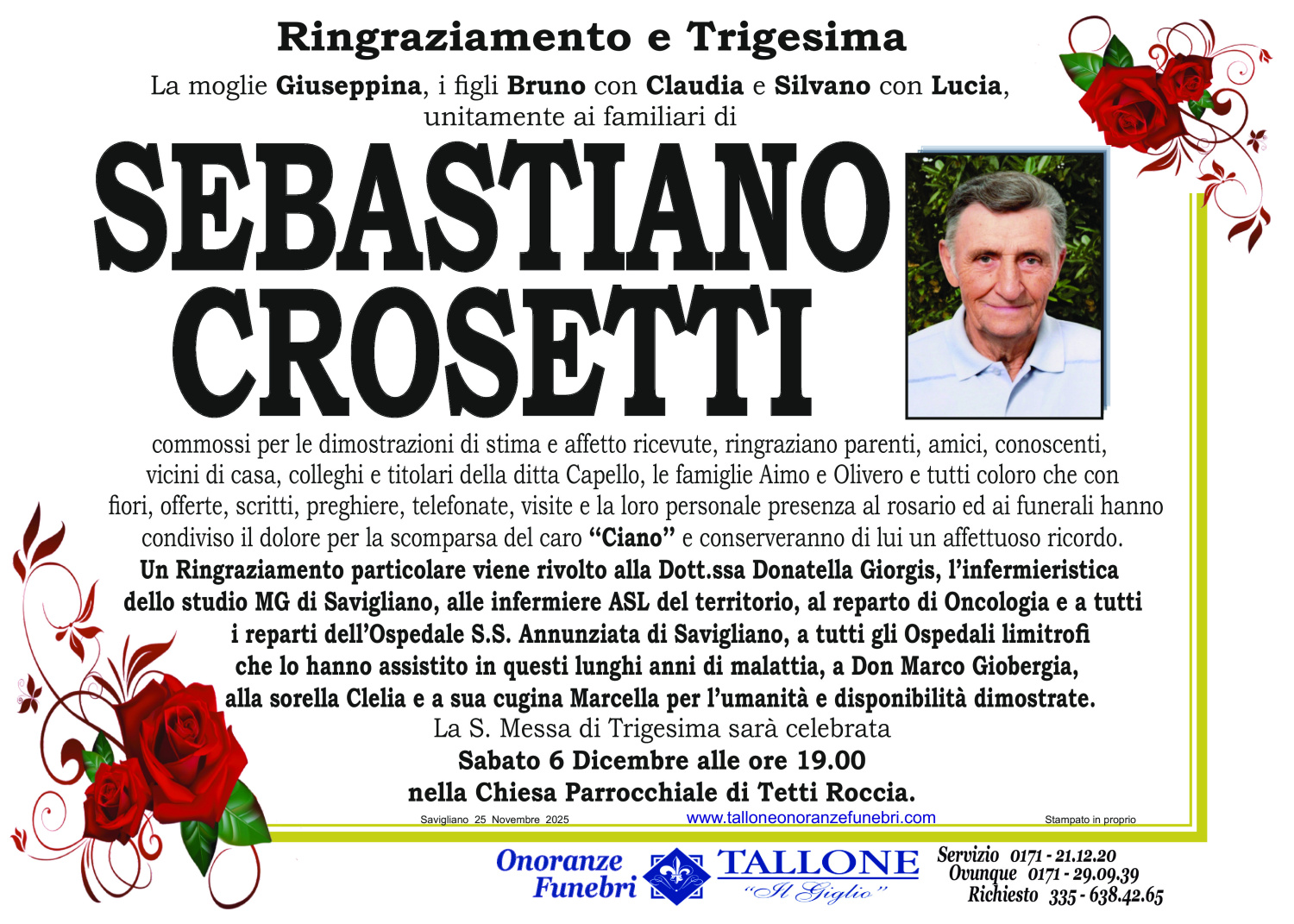 <br />
<b>Warning</b>:  Undefined variable $info in <b>/home/tallone/public_html/ringraziamenti.php</b> on line <b>68</b><br />
Sebastiano Crosetti
